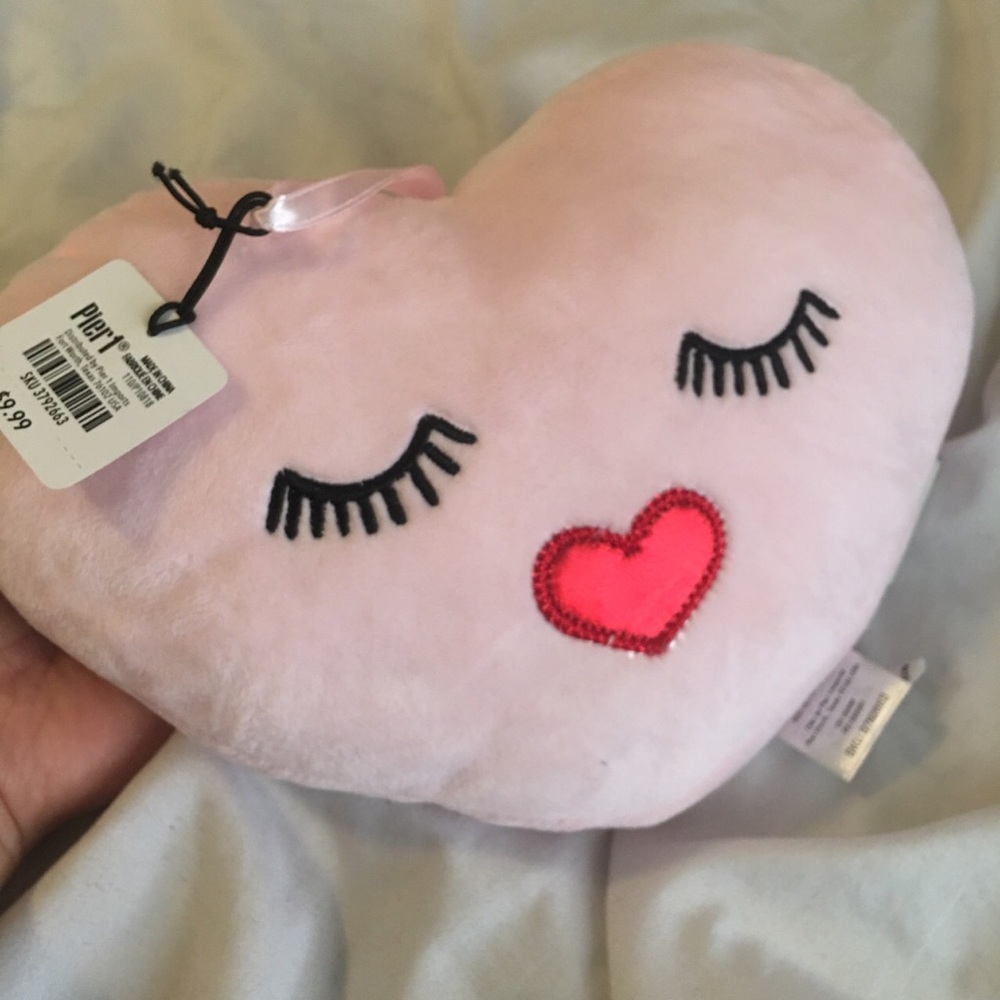 New PIER 1 IMPORTS fluffy heart pink pillow
